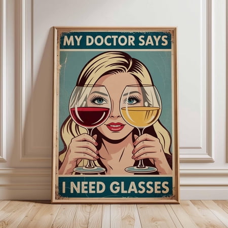 Funny Wine Poster Retro Pop Art Wall Print Vintage Bar Decor Drinking Humor Artwork Wine Lover Gift Kitchen Wall Art Unfreamed 12x18
