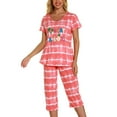 thumbnail image 5 of Defitshape Women's Cute Pajama Set Cotton Capri Loungewear Soft Short Sleeve Pjs Comfy Pants Lounge Two Piece Patterned Print Sleepwear Orange Medium, 5 of 5