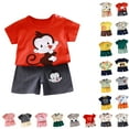 thumbnail image 4 of EnJoCho Toddler Baby Boy Summer Outfit Boys Summer Cartoon Printing Short Sleeve T-shirt Top Elastic Waist Shorts 2PC Set Summer Outfit 2Pcs, 4 of 4