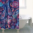 thumbnail image 4 of Blue Pioneer Flower and Paisley Pattern Shower Curtain 36"x72" ,Bathroom Decorative Shower Curtains Set with 12 Hooks,Modern Waterproof Washable Shower Curtain, 4 of 6