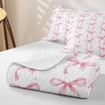 thumbnail image 4 of Erosebridal Watercolor Bow Twin Quilt Set,Polka Dot Ribbon Twin Coverlet Set For Girls,2pcs, 4 of 7