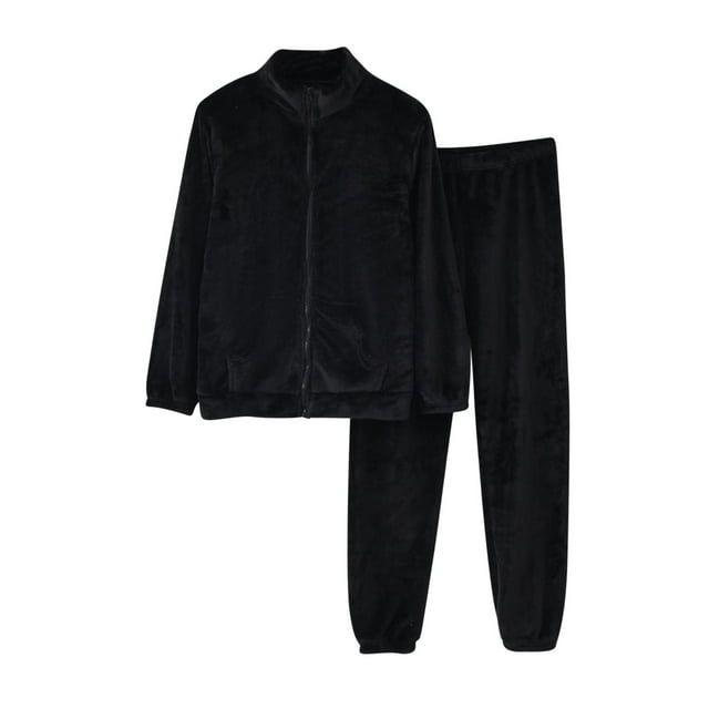 Timegard Ensembles de Pyjamas en Molleton 2 Pcs pour Femmes, Hauts à Manches Longues avec Col Boutonné et Poches, Pantalons Bas Resserrés, Tenue de Détente