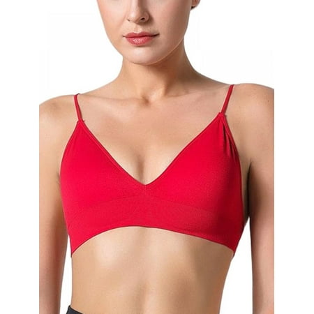 

Esho Women s Deep V Sexy Triangle Cup Seamless Bra Thin Straps Sports Yoga Lingerie Bra