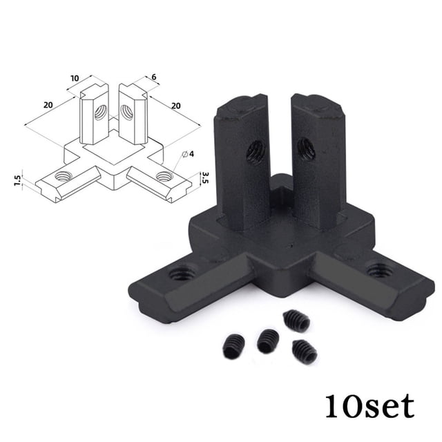 Lefu Reliable 3 Way Corner Joint Bracket Connector for Use with 2020 Aluminium Extrusion Profile Slots Includes Screws