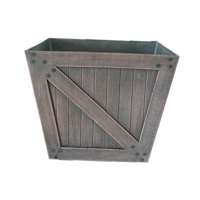 koolsoo Resin Planter Box Country Style Simple Plant Pot for Garden Hotel Home Decor Dark Brown