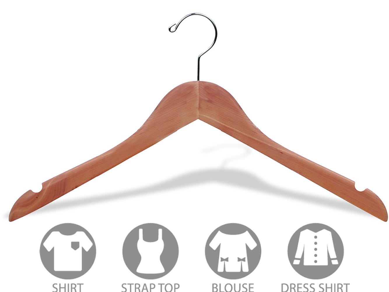 INTERNATIONAL HANGER Unfinished Cedar Wood Top Hanger for Shirts or Dresses, 8 Pack
