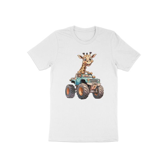 Funny Giraffe Driving Monster Truck Safari Gift Men Women T-Shirt Safari Giraffe Driver Birthday Holiday Presents Tshirt