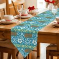 thumbnail image 2 of Bohemia Table Runner Linen Burlap Table Runner 60 Inches Long Tropical Plants Floral Plaid Vintage Rustic Blue Dresser Scarves for Kitchen Island Coffee Dining Room Party Holiday Decoration 13"x60", 2 of 8