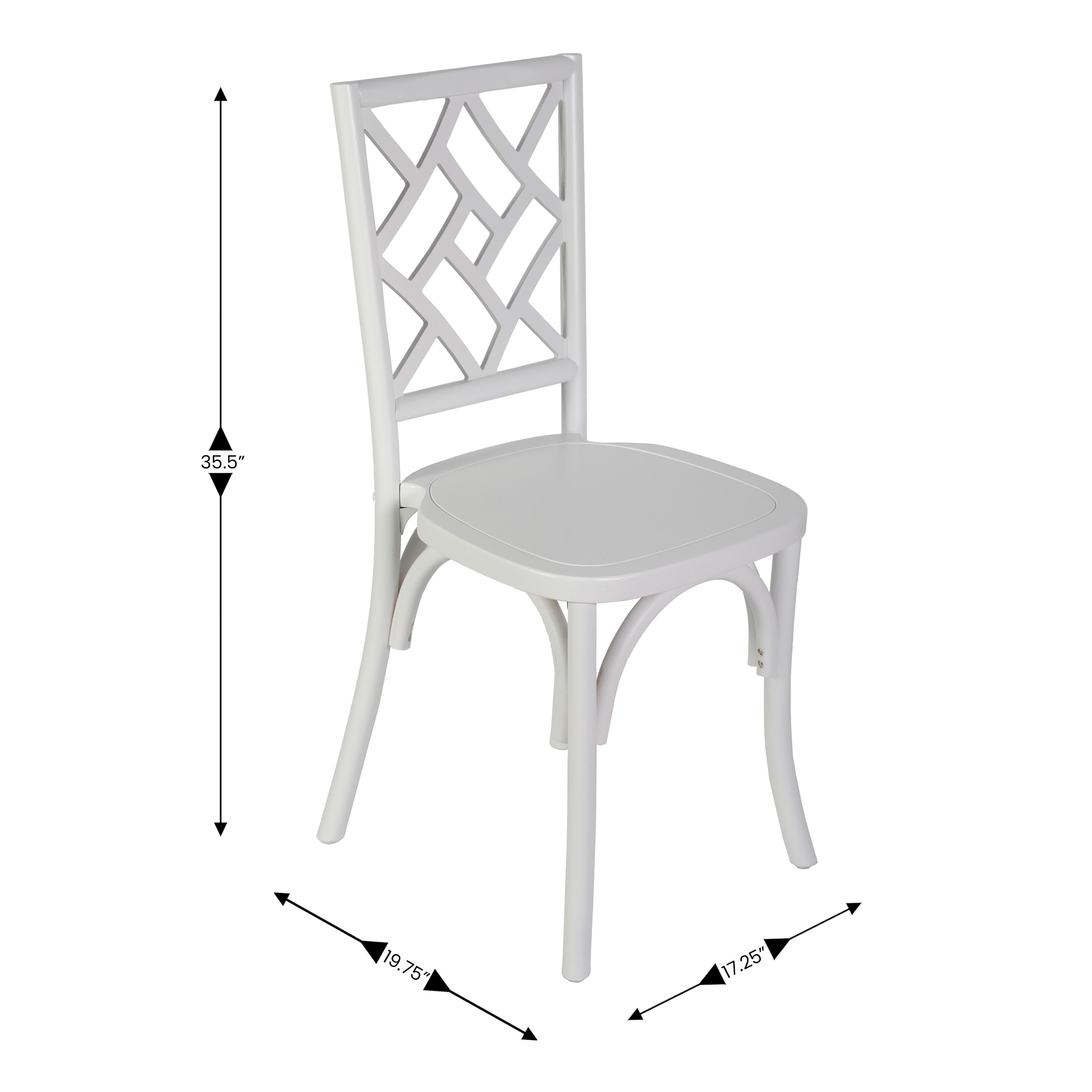 Merrick Lane Solid Wood Dining Chair with Stackable Design, Ornate Seat Back Accenting, and Elegant Finish in White