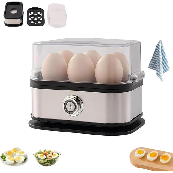Smart Egg Cooker with Auto Shut-Off – 6-Egg Capacity Electric Boiler, Fast & Easy Hard/Soft/Medium Boiled Eggs, Buzzer Alarm & Overheat Protection, Perfect for Breakfast, BPA-Free (White)