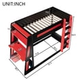 thumbnail image 2 of Mirightone Wood Twin over Twin Bunk Bed with Desk and Storage Shelves, Twin Size Gaming Bunk Bed with LED Light & Charging for Gamer - Black+Red, 2 of 8