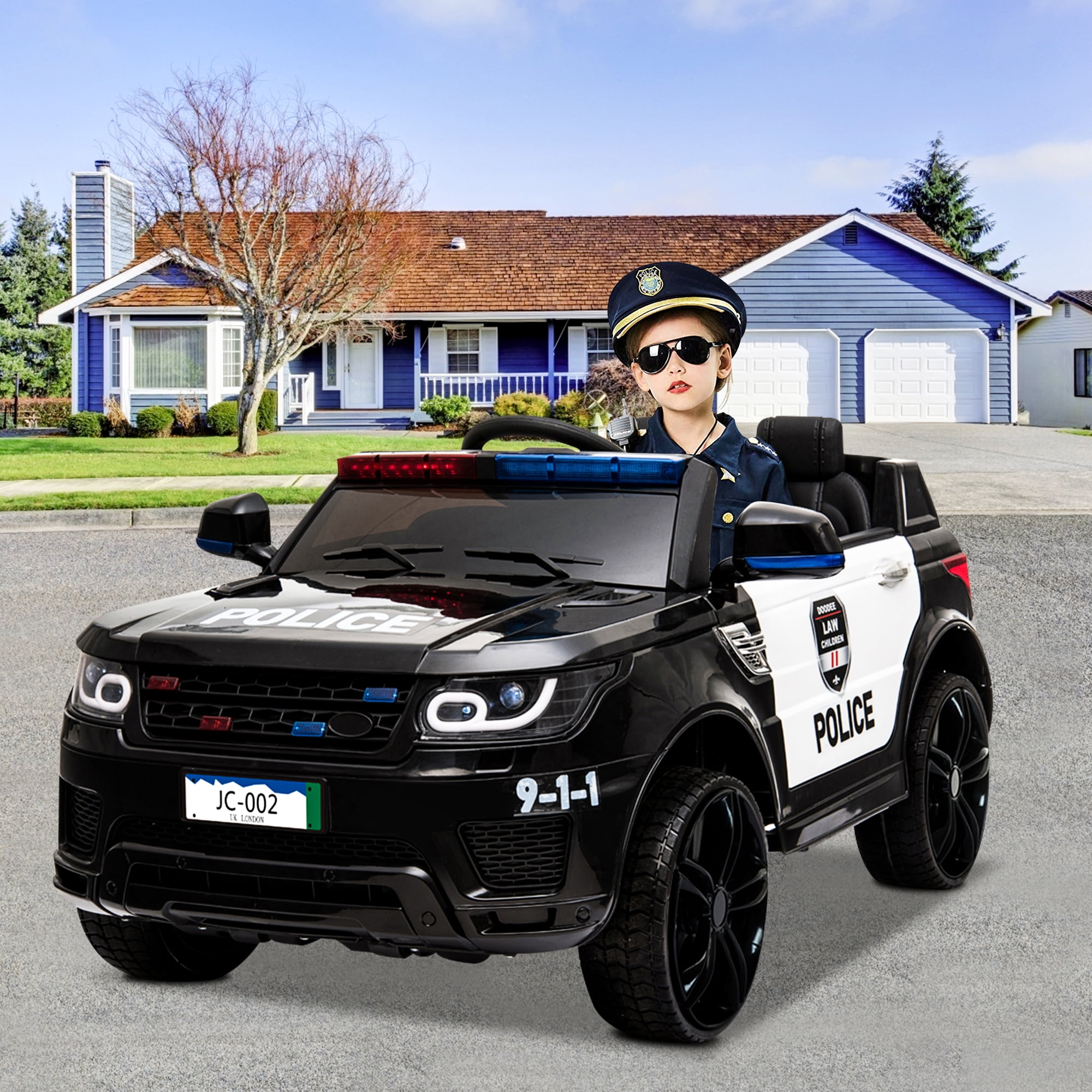 Details about   12V Electric Kids Police Ride On SUV Toy Car Remote Control LED&Music&Horn Black 