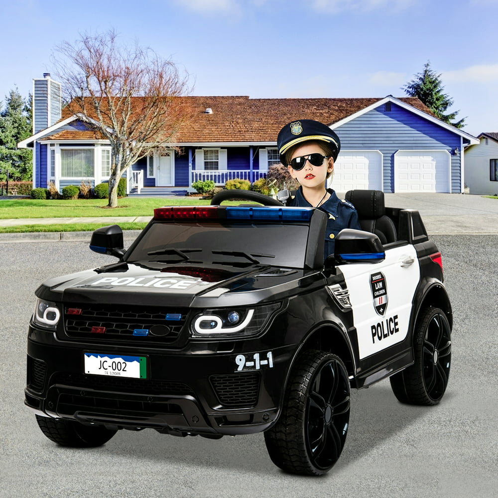 Ride On Toys Kids Police Car 12v Battery Powered Electric Police Truck