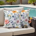 thumbnail image 4 of Watercolor Floral Outdoor Waterproof Pillow Covers, Vintage Eucalyptus Spring Flower Decorative Square Throw Pillowcase Sofa Cushion Sham for Patio/Couch/Chair, 26"x26" 2 Pack, 4 of 8