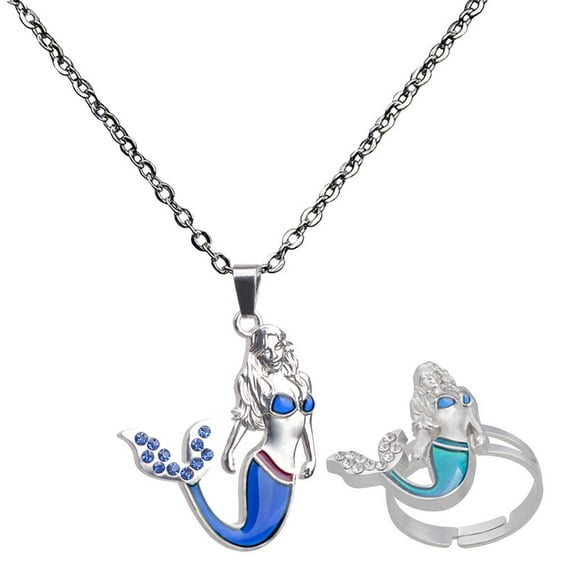 1 Set Mermaid Temperature Change Colors Necklace Jewelry Making