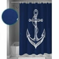 thumbnail image 3 of Small Stall Shower Curtain 36x78 Inch Narrow Half Size Anchor Navy Blue Bath Curtains Bathroom Decor Nautical Coastal Minimalist Boat Rope Waterproof Fabric Shower Curtain Set with Hooks 36 Inch, 3 of 6