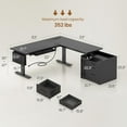 thumbnail image 4 of SEDETA Black Standing Desk, L Shaped Desk with Electric Adjustable Height, Home Office Desk with Wood Drawers & Power Outlets, Gaming Desk with LED Lights & Keyboard Tray, 63" × 53" Stand Up Desk, 4 of 9