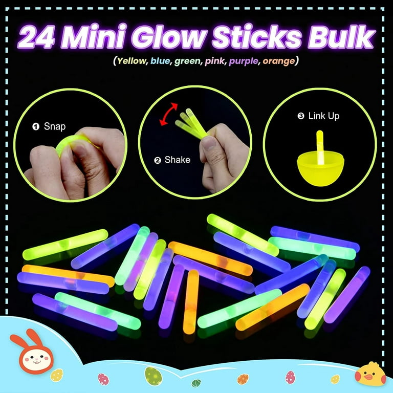 JOYIN 72 PCs Easter Eggs with Mini Glow Sticks for Kids Glow-In-The-Dark,  Easter Basket Stuffers Fillers Gift, Easter Theme Hunt Game Party Favors