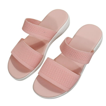 

Tagold Women s Ladies Fashion Casual Sandals Shoes Outdoor Flat Heels Beach Slippers Pink 42