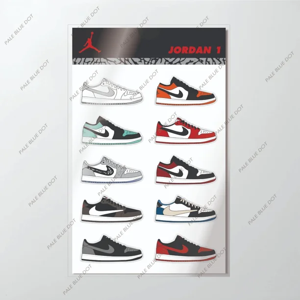 N I-K-E A i r-Jor-dan 1's Sneaker sticker set of 10 !! Perfect for your N I-K-E box !!