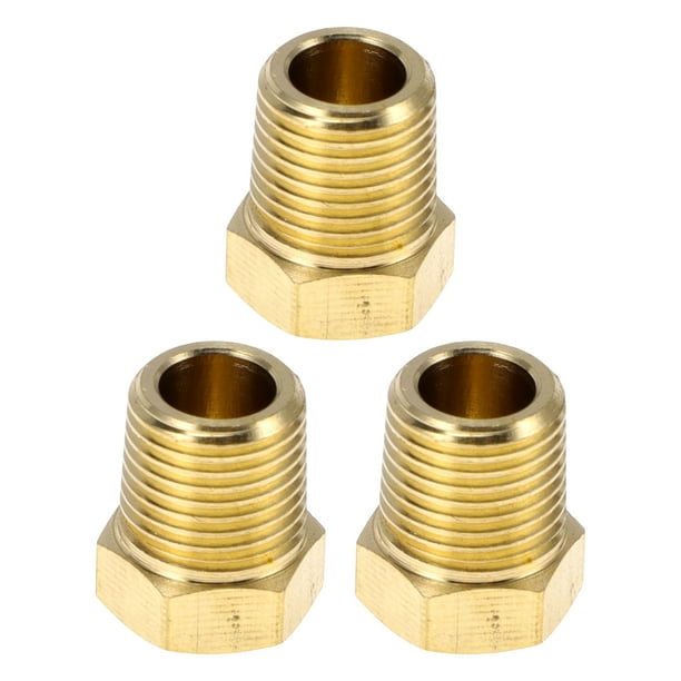 Accesorios de tubería de latón Unique Bargains 1/4"NPT Tapón de cabeza hexagonal 3 Pcs