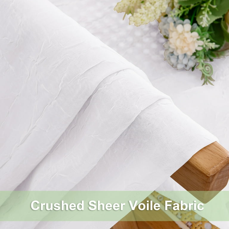 OVZME White Sheer Curtains 63 Inch Length 2 Panels Light Filtering