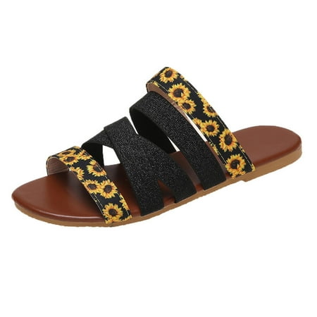 

Wandatree Womens Flip-Flops Sandals Hollow Flat Sandals Cross-border Back Zipper Women s Shoes