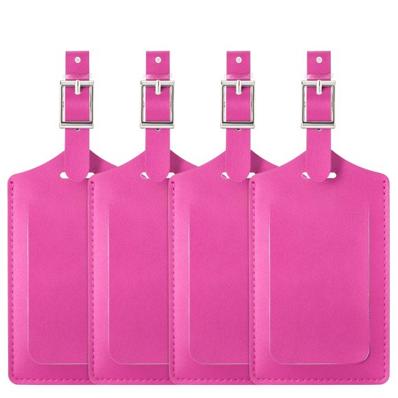 Etiquetas para equipaje y bolsas de viaje Travelambo, piel vegana, paquete de 4