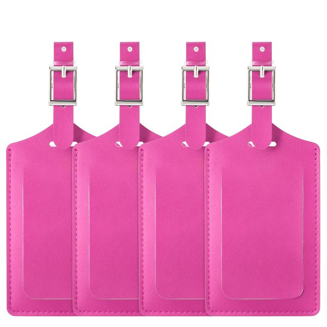 Etiquetas para equipaje y bolsas de viaje Travelambo, piel vegana, paquete de 4