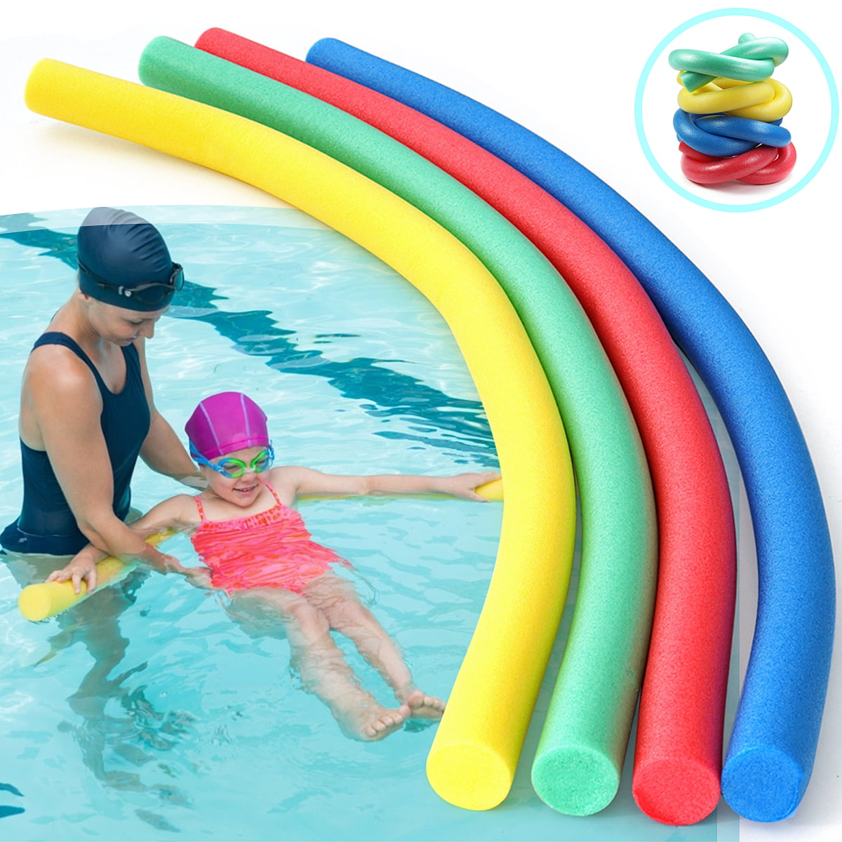 Various Colors 1 Pair Swimming Pool Noodle Float Flexible & Lightweight 