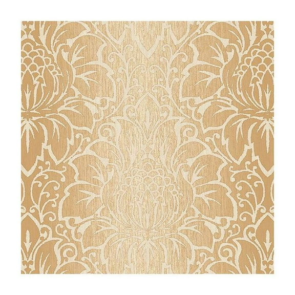 Concord Wallcoverings Textured Wallpaper Damask Featuring Floral Ornament, Beige Cream, 21 In x 33 Ft (56 sq. ft), TX34821
