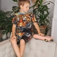 thumbnail image 4 of Balery Colorful Plant Tiger Conjunto de Pijama Infantil de Manga Corta con Estampado – Ropa de Dormir de Algodón Suave-Medium, 4 of 6