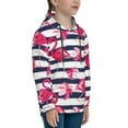 thumbnail image 3 of Kll Unisex Kids Boys Girls Hooded Pocket Pullover Hoodies-Dark Blue Stripes And Pink Flamingos, 3 of 9