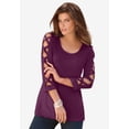thumbnail image 2 of Roaman's Women's Plus Size Ultimate Lattice Sleeve Tee, 2 of 6