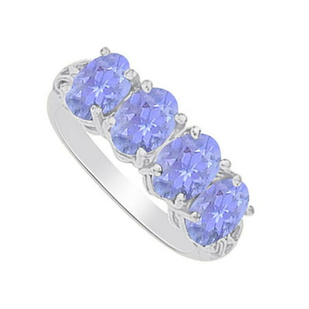 Fine Jewelry Vault UBUNR81226W147X5TZ Best Gift Tanzanite Four Stones Ring in 14K White Gold, 4 (Best Gifts For $1000)