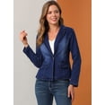 thumbnail image 3 of Chaqueta de mezclilla lavada de manga larga con botones y solapa con muesca para mujer Azul L, 3 of 6