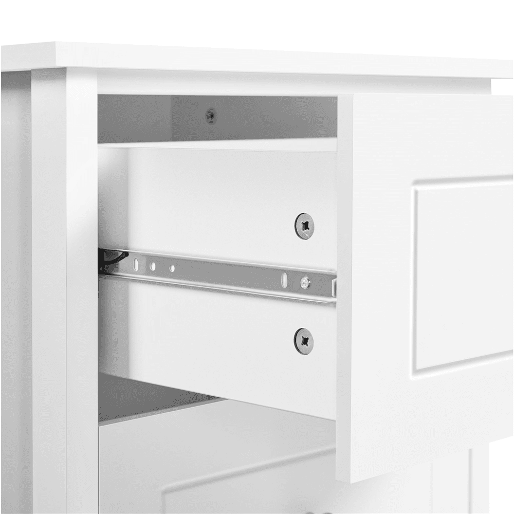 Fullfurnique Modern Wooden End Table with Three Drawers, White