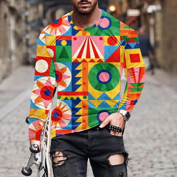 UVEASISHA Big and Tall Long Sleeve T-Shirts for Men Mardi Gras Mask Graphic Tees Stretchy Slim Fit Gym Workout Shirt Hip Hop Streetwear Tee Tops Green S