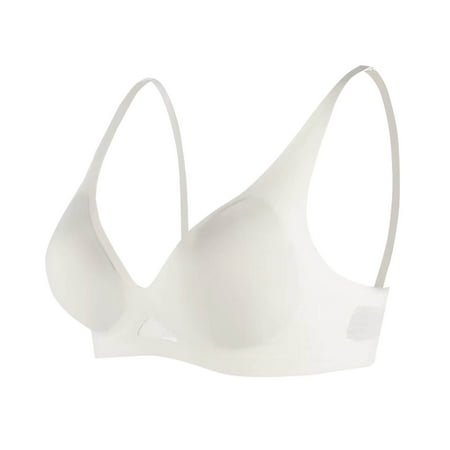 Womens Seamless Push Up Bras No Underwire Full Coverage Comfortable V Neck Bralettes Wireless Everyday Bra Beige 36 B