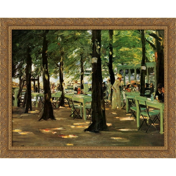 Restaurant De oude Vink 34x28 Large Gold Ornate Wood Framed Canvas Art by Max Liebermann