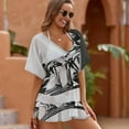thumbnail image 3 of Skeletal Meditation Art Print Beach Cover Ups Women V Neck Short Sleeve Dress Coverups Beachwear, 3 of 6