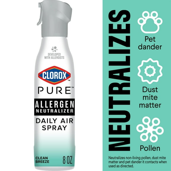 Clorox PURE Allergen Neutralizer Daily Air Spray, Clean Breeze, 8 Ounces