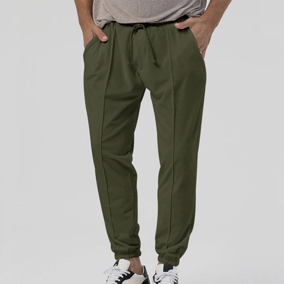BXINGOHAI Men's Sweatpants cotton Lounge Open Bottom Athletic Workout Pants with Pockets Army Green,L