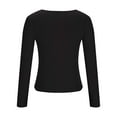 thumbnail image 4 of YUGYXL Womens Thin Lightweight Long Sleeve Tops Fall Crew Neck Comfy Sweatshirts Slim Fit Solid Color Blouse Black M, 4 of 6