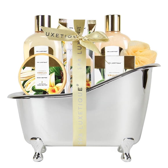 Cadeaux pour Femmes, Spa Luxetique Spa Paniers-Cadeaux pour Femmes, Ensembles-Cadeaux de Bain à la Vanille 8 Pcs, Paniers-Cadeaux à la Vanille, Cadeaux de la Saint-Valentin