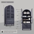 thumbnail image 3 of Arch Bookshelf with Storage Set of 2, Tall Bookcase with Glass Doors & Drawers, 3 of 7