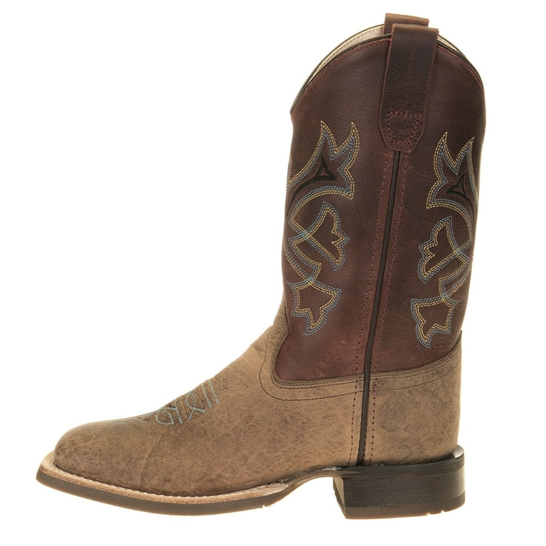 Old West Brown Burnt Red Youth Boys Leather Cowboy Boots 6D Walmart