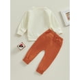thumbnail image 4 of Liacowi Toddler Girls Thanksgiving Outfits Set Long Sleeve Letters Cake Print Sweatshirt Elastic Waist Pants 6M 12M 18M 2T 3T 4T Baby 2Pcs Fall Winter Clothes, 4 of 8