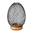 thumbnail image 2 of VAIFTILNO Stylish Candle Holder, 6.3in Clean Iron Cage Candle Stand Aroma Lamp Decor with Elongated Lampshade, Wood Base, for Tabletop, Home (Black), 2 of 7