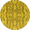 thumbnail image 1 of Ahgly Company Machine Washable Indoor Round Abstract Yellow Modern Area Rugs, 3' Round, 1 of 4
